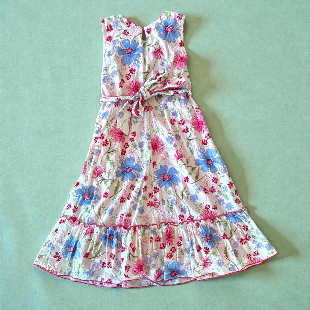 VTG Emily West Girl's Sz 14 Floral Prairie Midi Dress 70s Style Belted EUC Lined - Picture 12 of 12